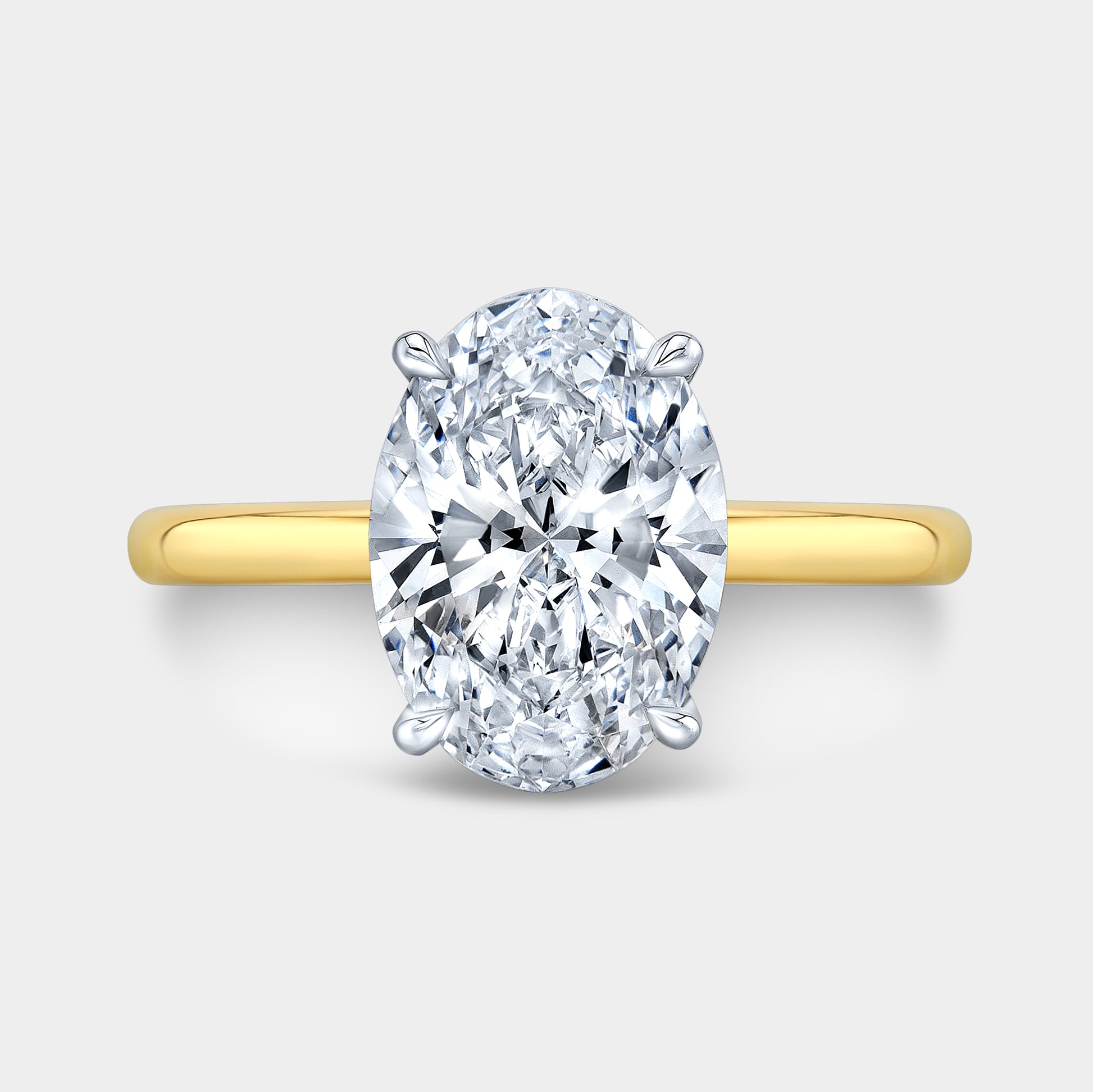 Oval ring, top down, solitaire setting.