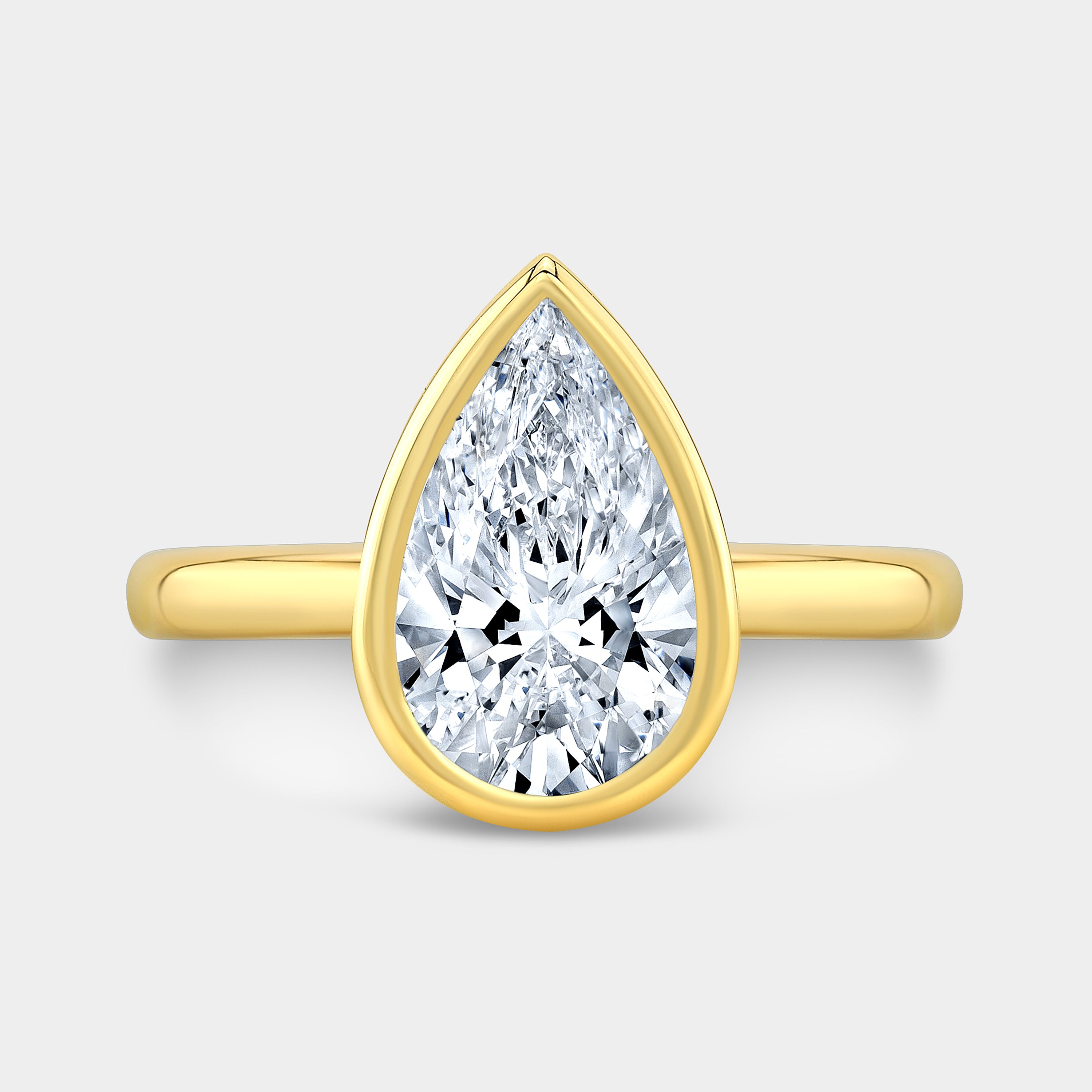 Pear Diamond Bezel Set Solitaire Yellow Gold Engagement Ring – By ...