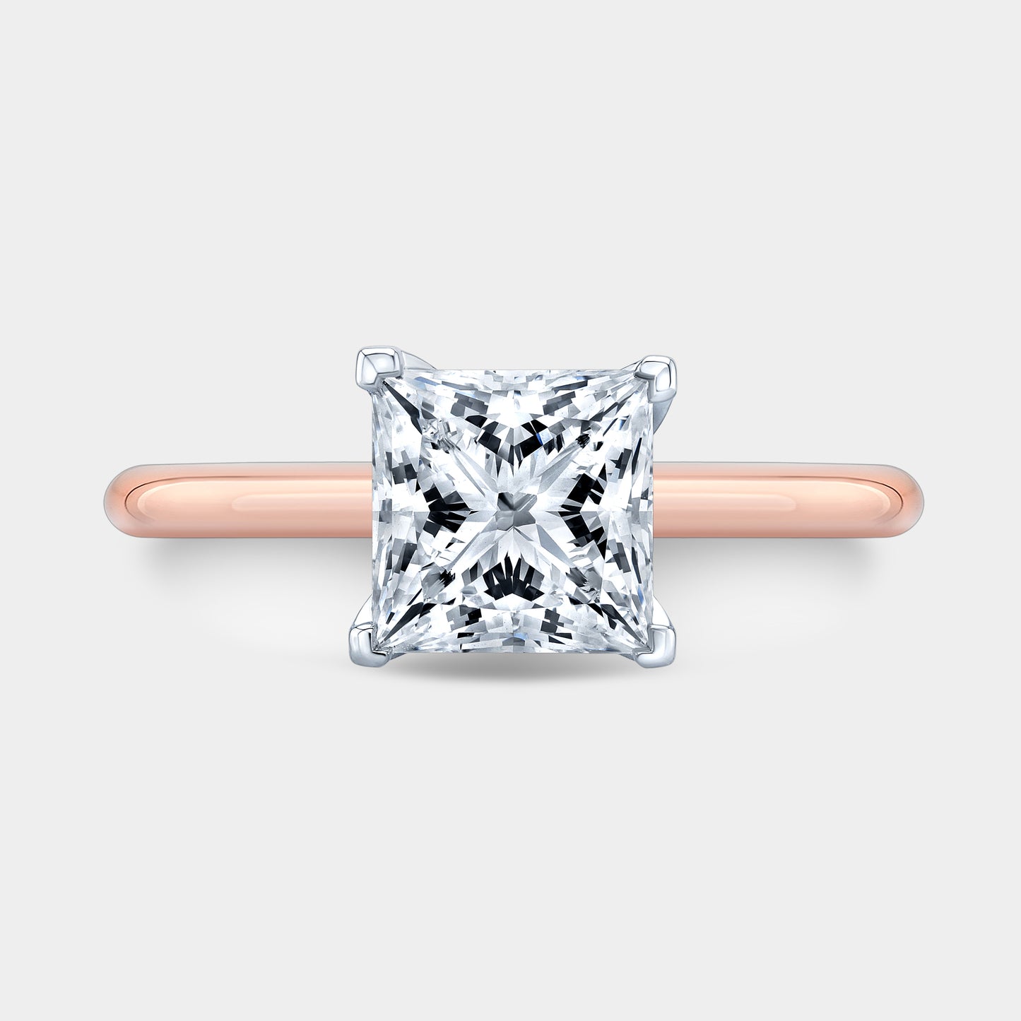 Two tone princess ring, top view.