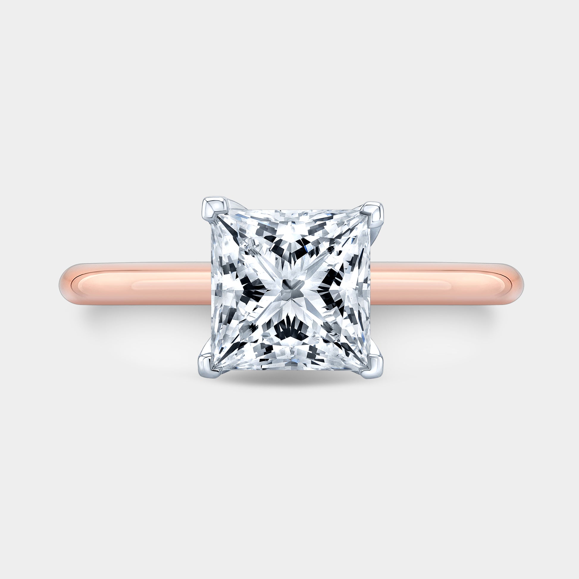 Two tone princess ring, top view.