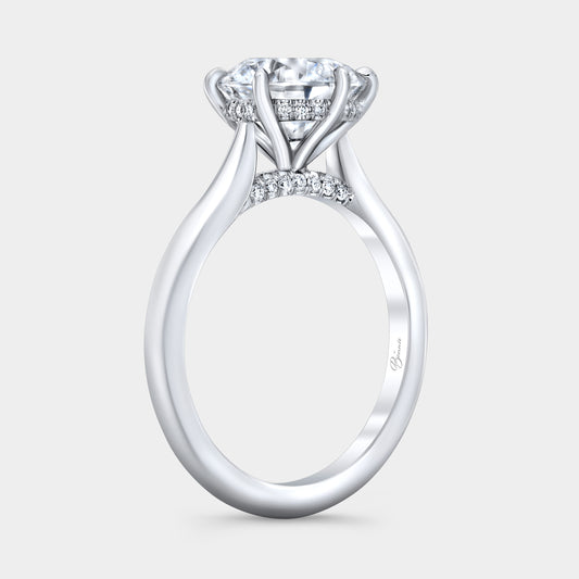 3.5ct round diamond engagement ring, cathedral setting.