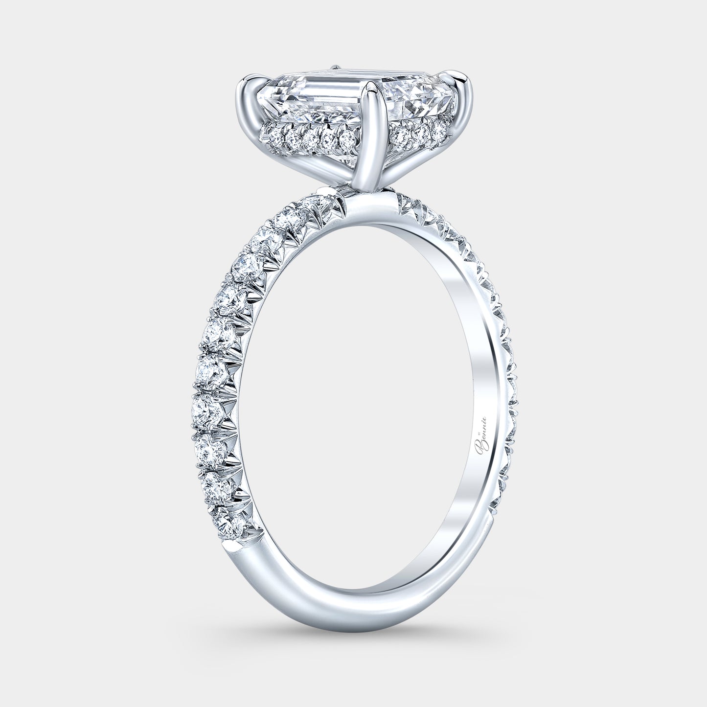 Diamond ring, top-down angle, cathedral detail.