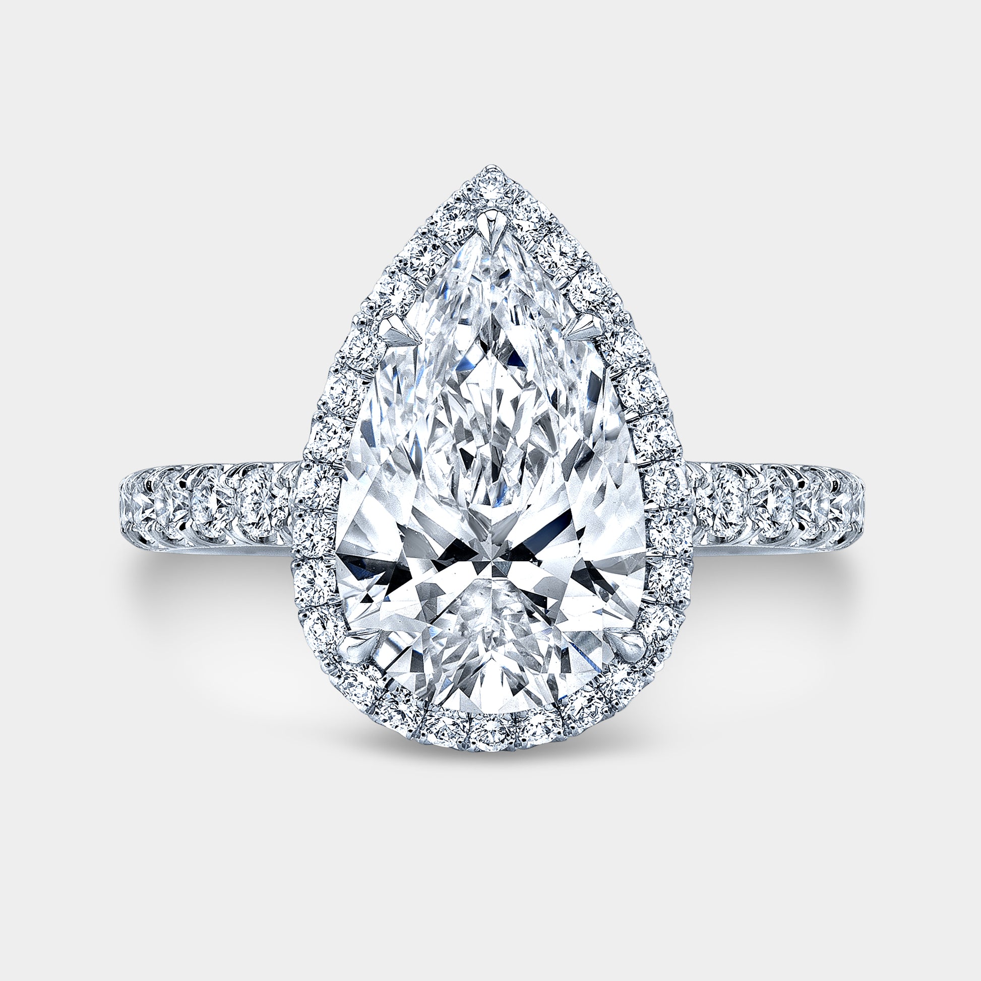 3.50ct pear engagement ring, white gold setting.