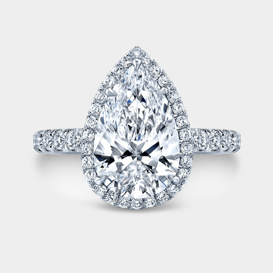 3.50ct pear engagement ring, white gold setting.