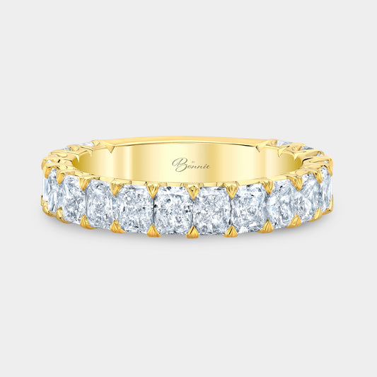 Yellow gold radiant diamond wedding band, 3/4 way set.