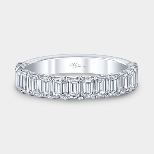 White gold emerald cut diamond band, 1/2 way set.