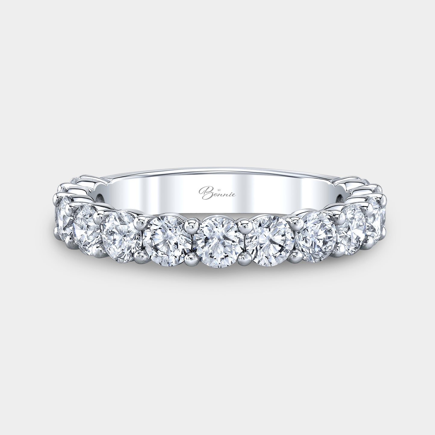 2.25ct Round Diamond 3/4 Way Band, Low Profile, Platinum.