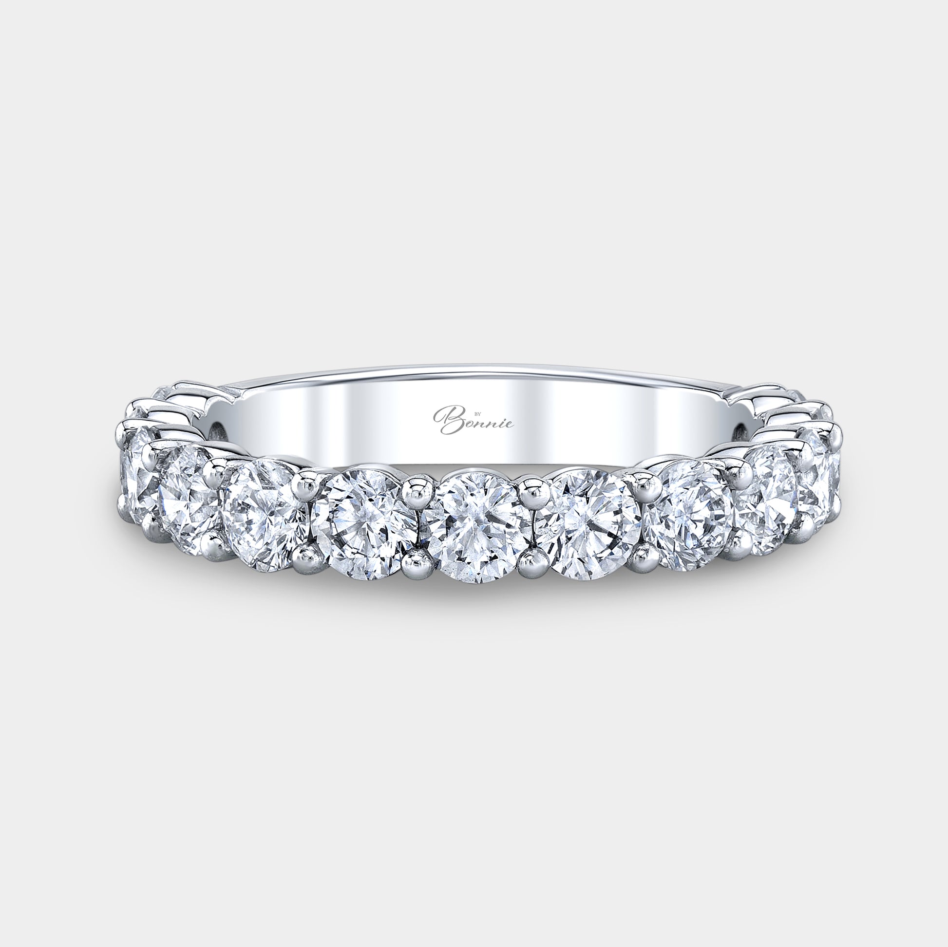 2.25ct Round Diamond 3/4 Way Band, Low Profile, Platinum.