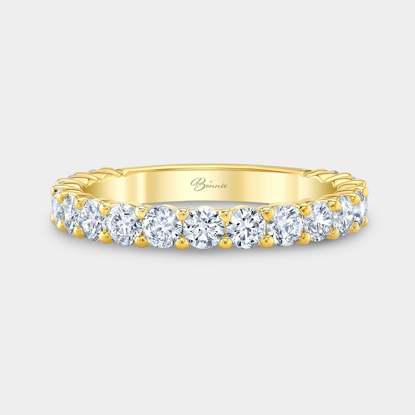 1.25ct Round Diamond 3/4 Way Band, Low Profile, Yellow Gold.