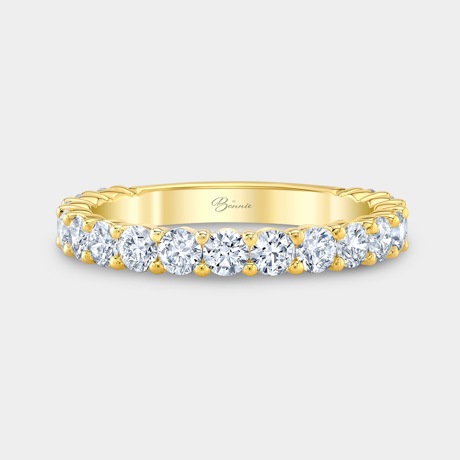 1.25ct Round Diamond 3/4 Way Band, Low Profile, Yellow Gold.