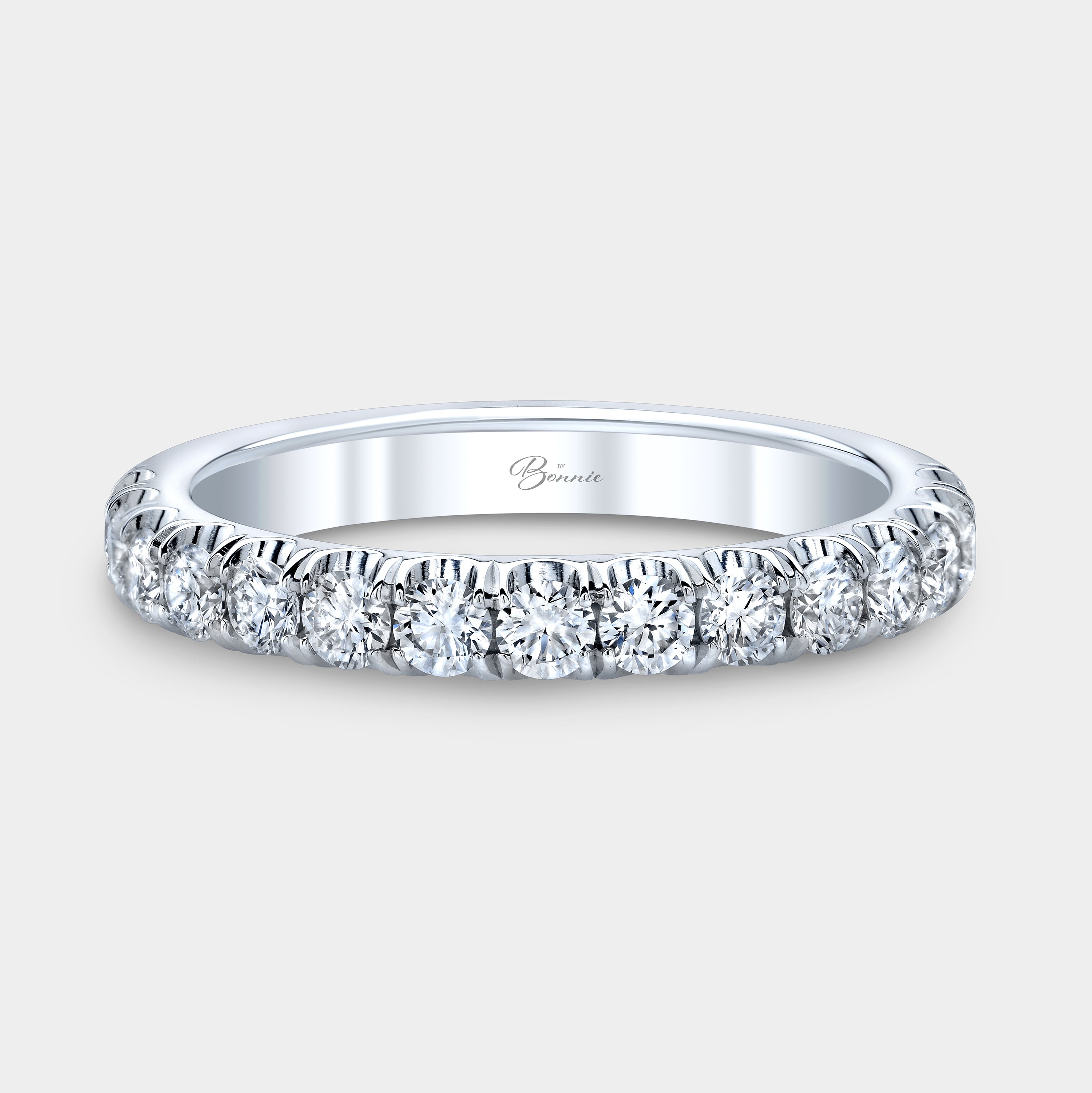 0.75ct Round Diamond U Pave White Gold Wedding Band – By Bonnie 
