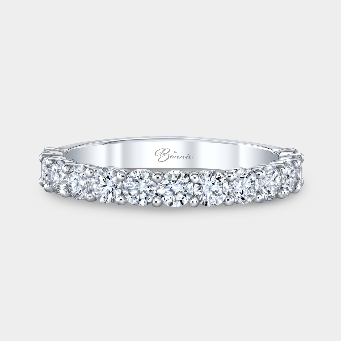 1ct Round Diamond 1/2 Way Plus Wedding Band, Platinum.