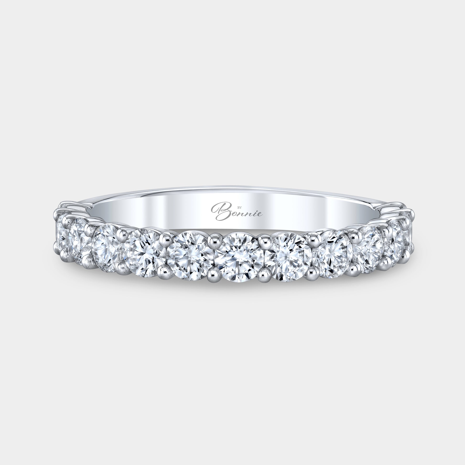 1ct Round Diamond 1/2 Way Plus Wedding Band, Platinum.