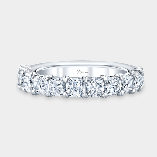 1.5ct Cushion Diamond 1/2 Way Wedding Band, Platinum.
