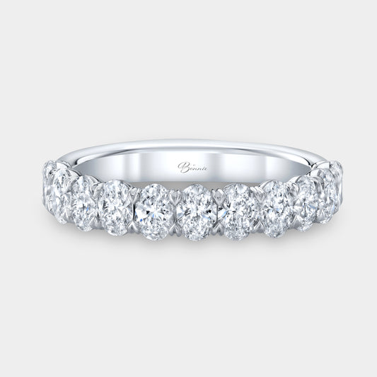 1.25ct Petite Oval Diamond Wedding Band, Platinum.