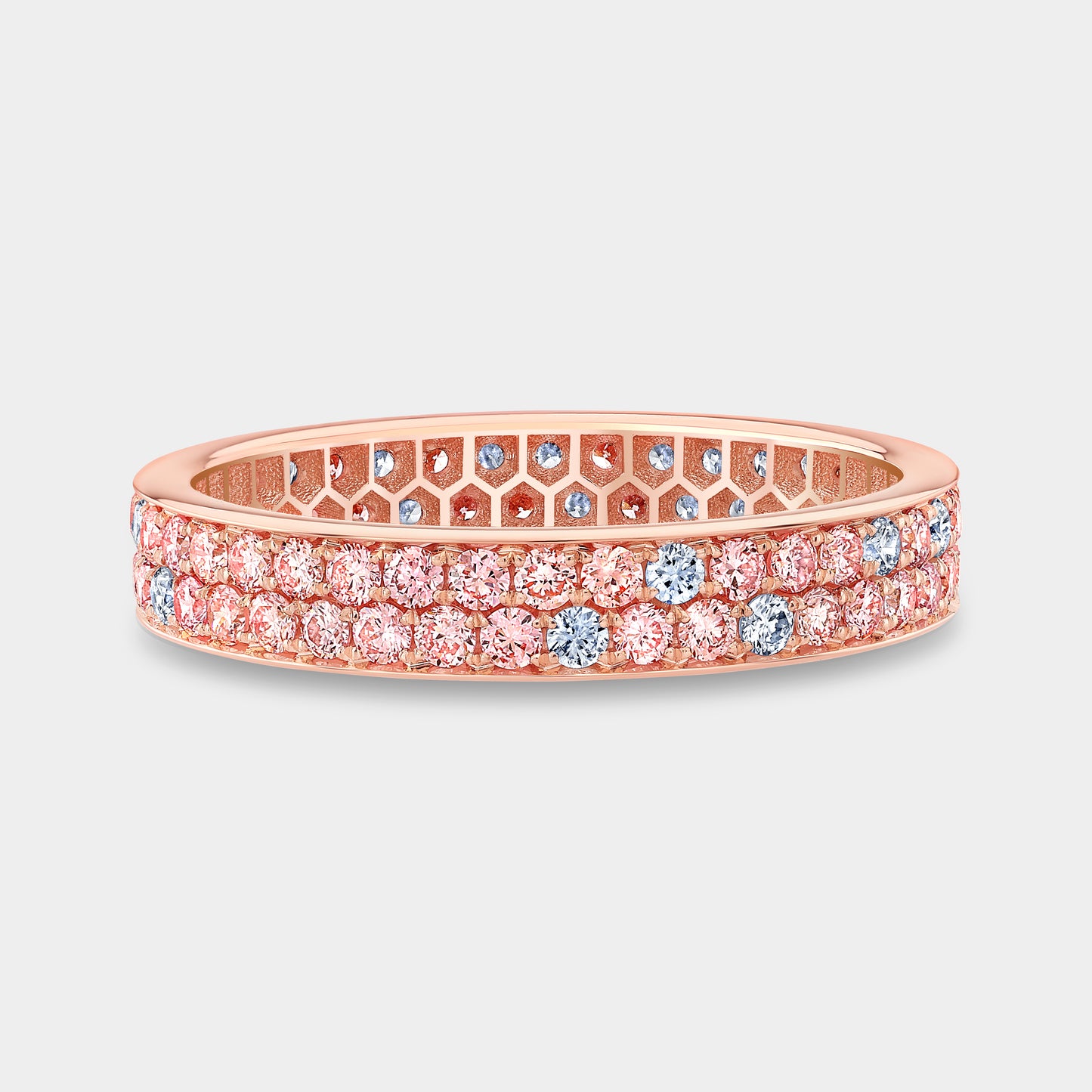 Pink & White Diamond Eternity Band, Rose Gold.