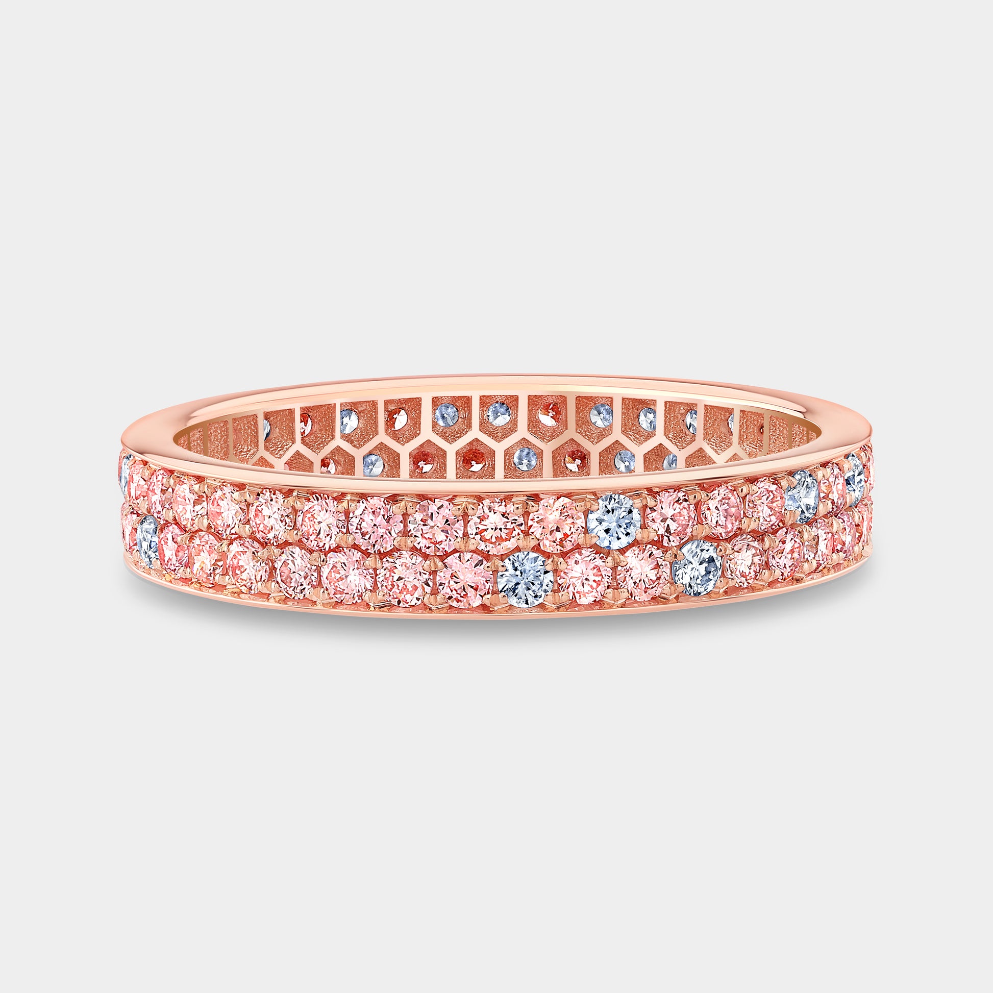 Pink & White Diamond Eternity Band, Rose Gold.