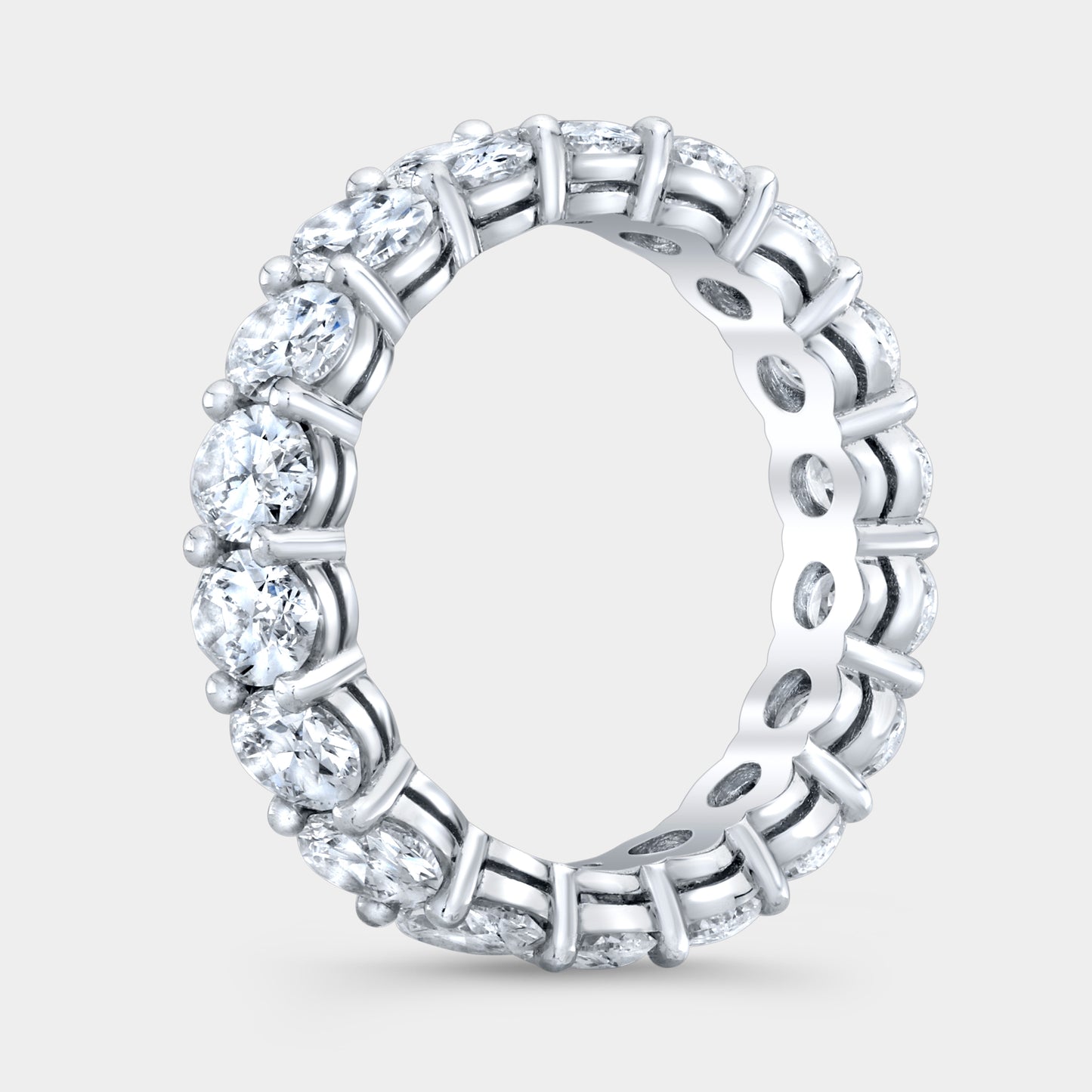 Platinum Eternity Band, Oval Diamonds, Shared Prong.
