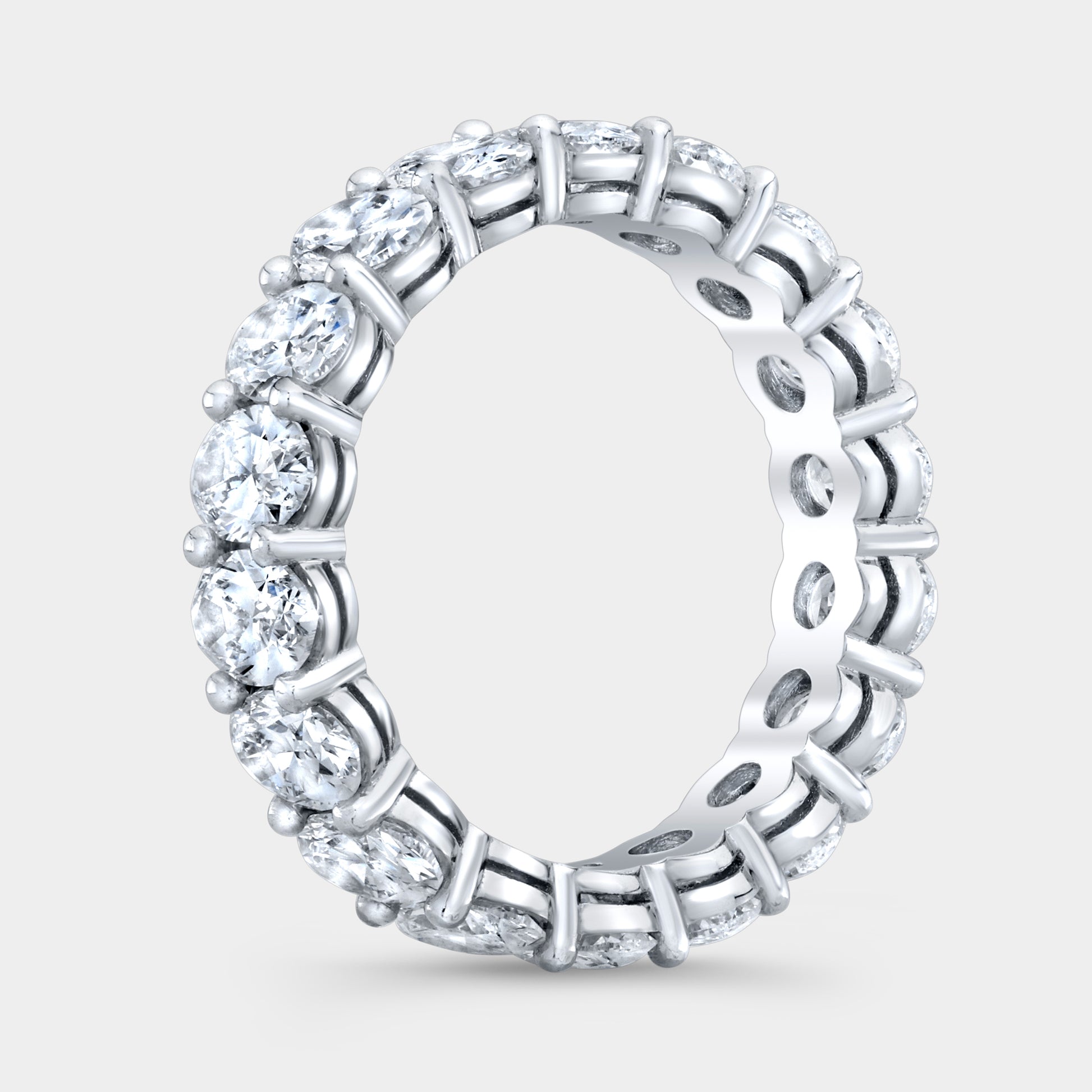 Platinum Eternity Band, Oval Diamonds, Shared Prong.