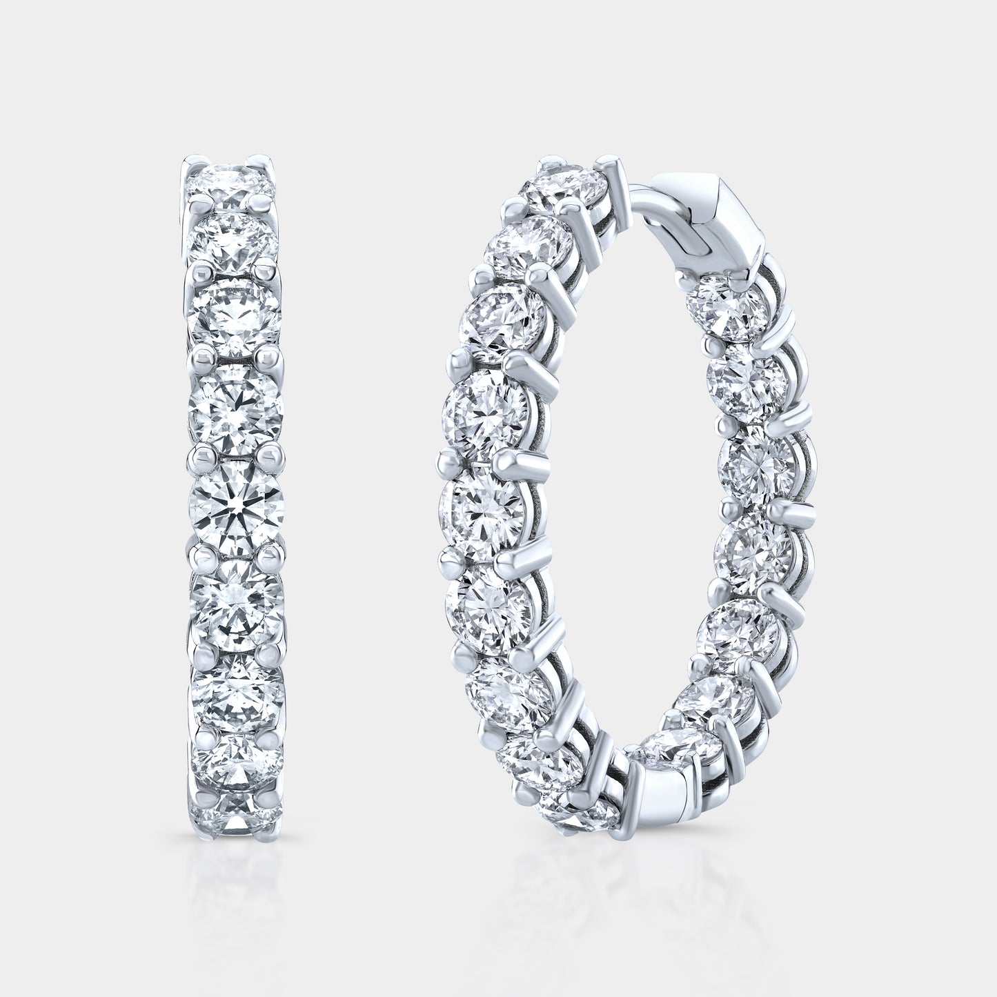 2.75ct Lab Grown Diamond Hoop Earrings, White Gold.