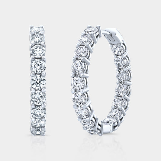 2.75ct Lab Grown Diamond Hoop Earrings, White Gold.