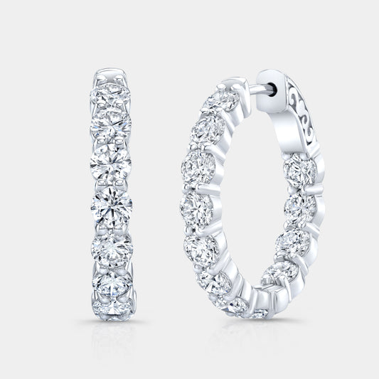 4ct Lab Grown Diamond Inside Out Hoop Earrings, White Gold.