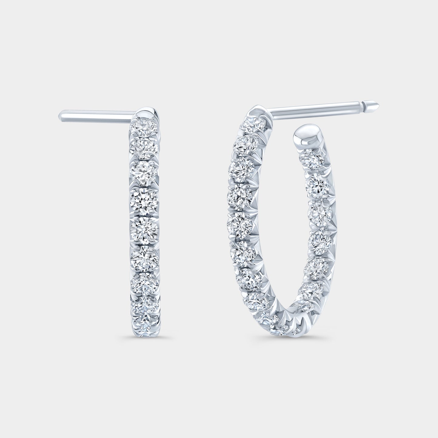 1.75ct Inside Out Diamond Hoop Earrings, White Gold.