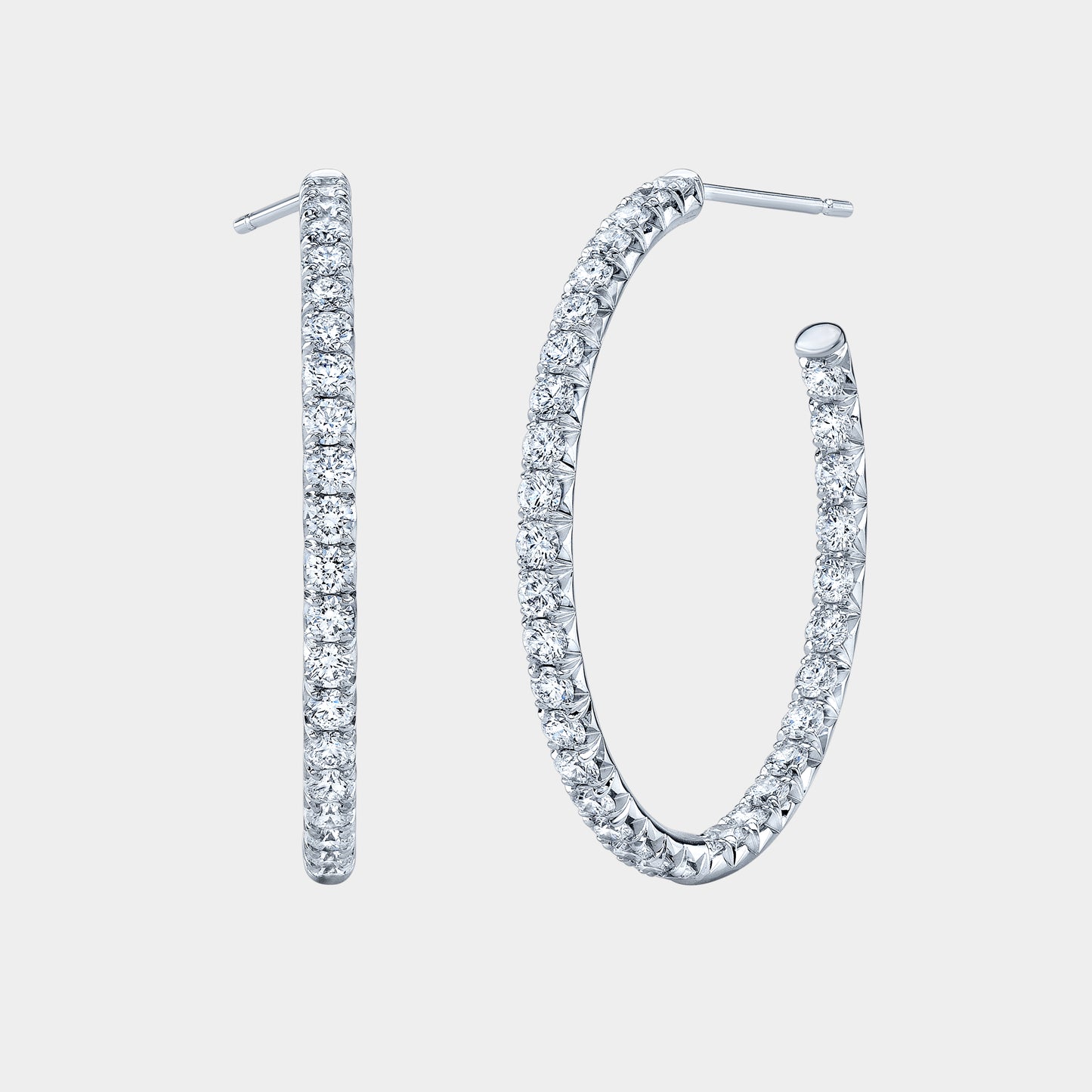 3.75ct Inside Out Diamond Hoop Earrings, White Gold.