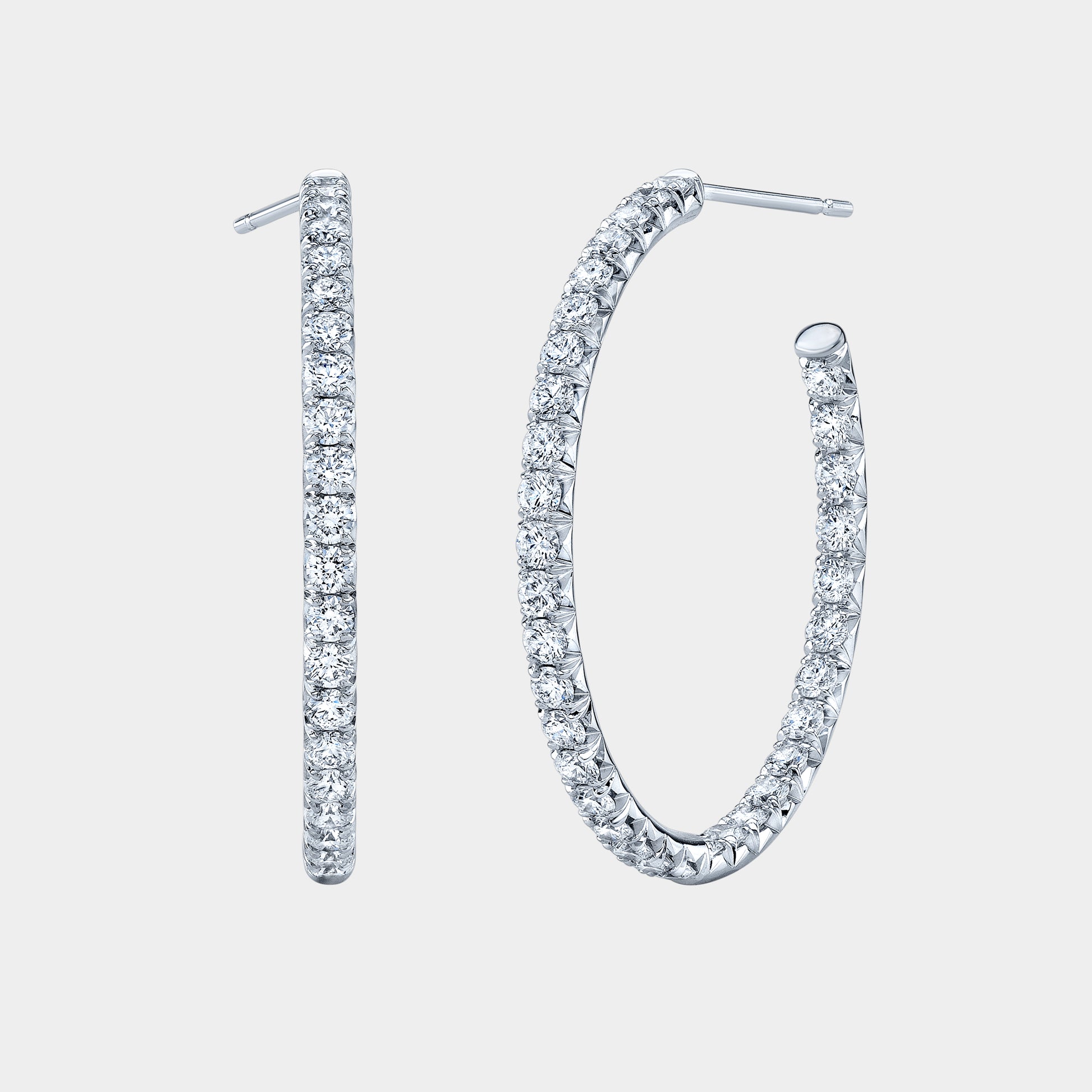 3.75ct Inside Out Diamond Hoop Earrings, White Gold.