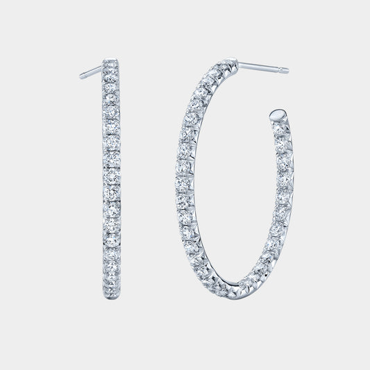 3.75ct Inside Out Diamond Hoop Earrings, White Gold.