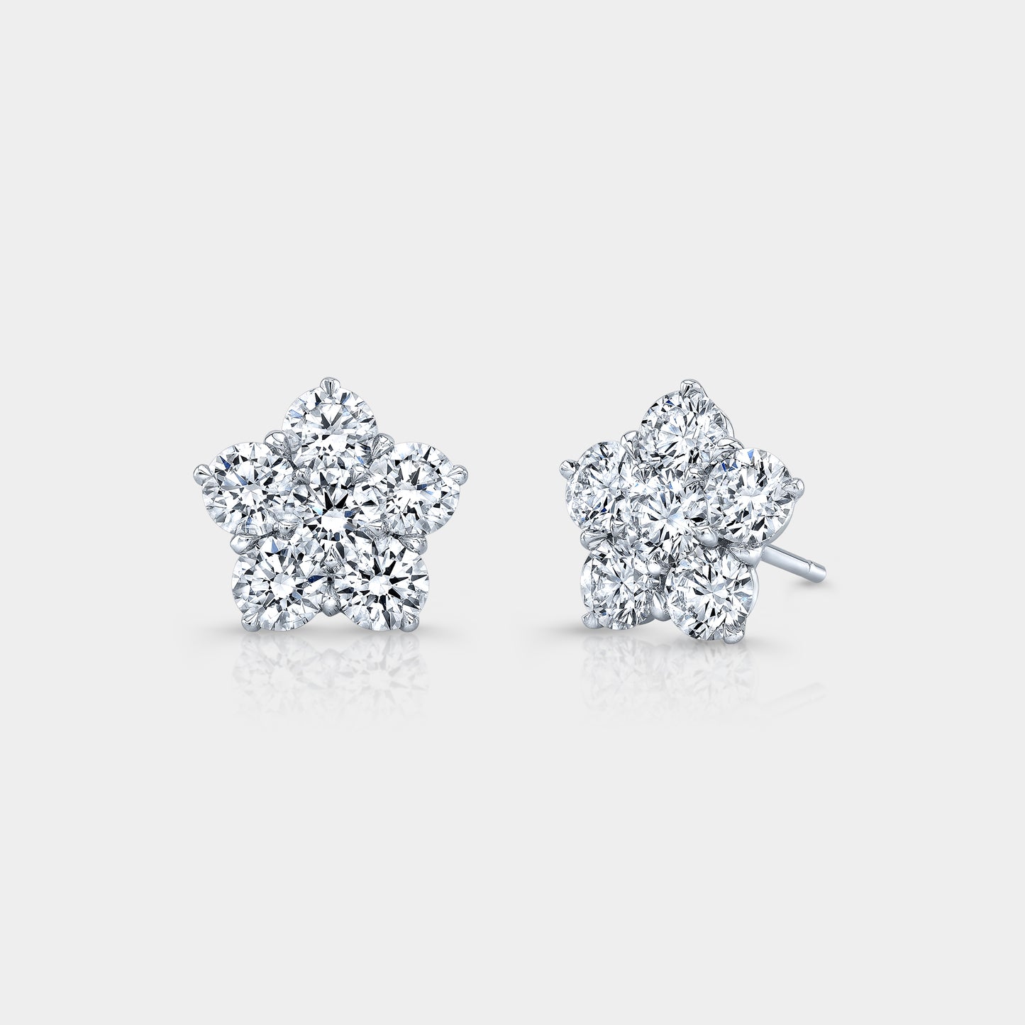 2ct Diamond Flower Stud Earrings, White Gold.