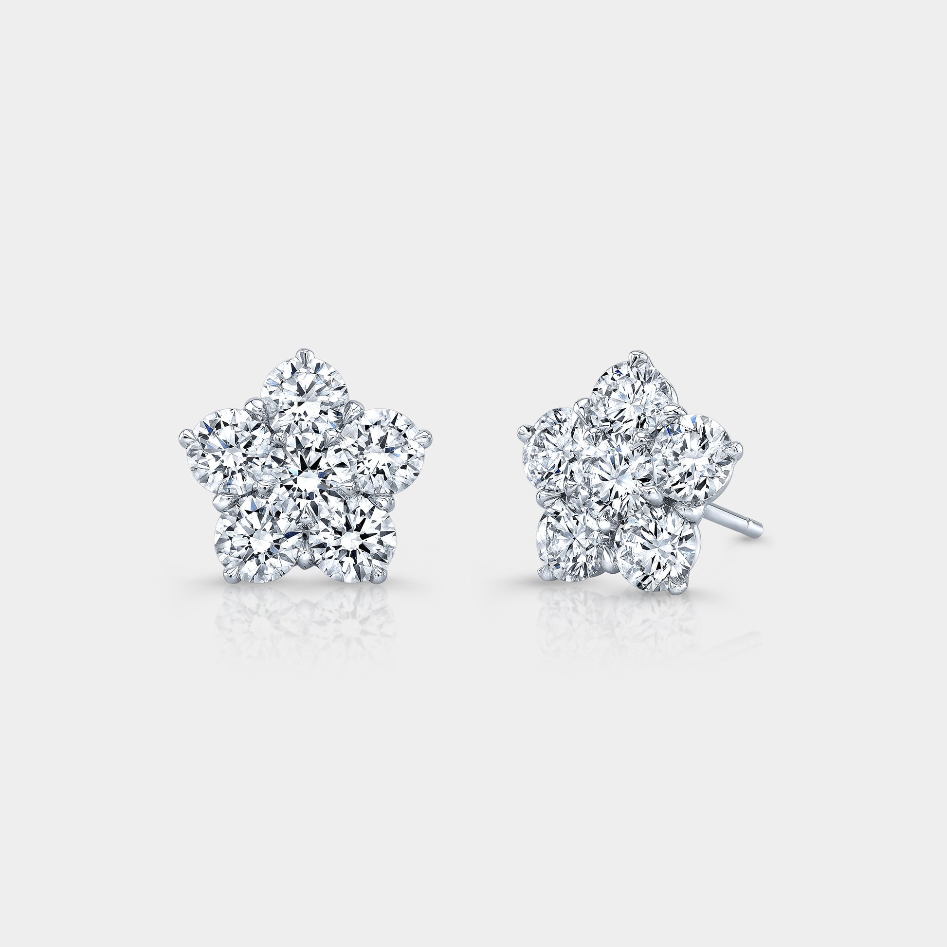 2ct Diamond Flower Stud Earrings, White Gold.