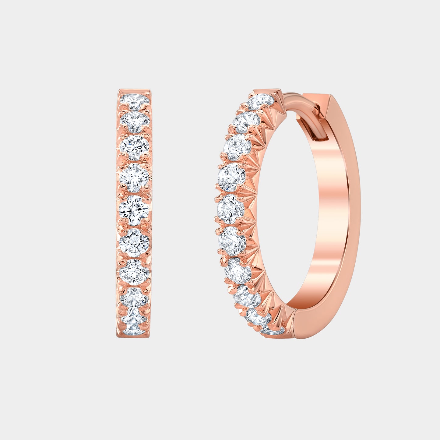 Diamond Huggie Earrings, Rose Gold, 0.37ct Pavé.