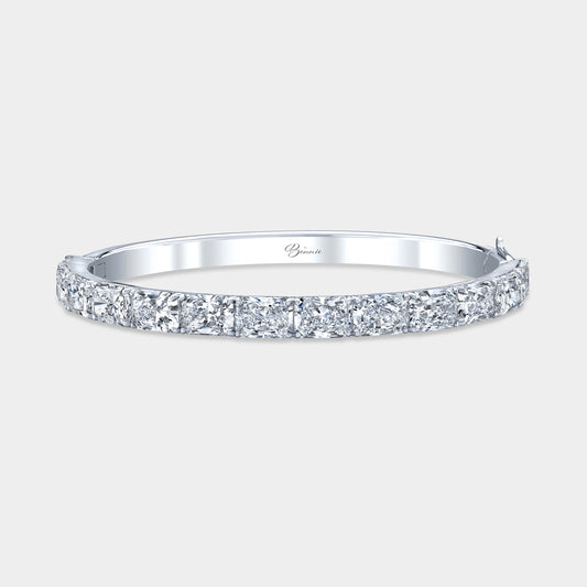 13ct Radiant Diamond Bangle, White Gold.