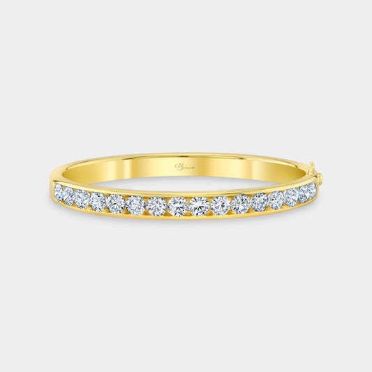 Yellow Gold Diamond Bangle, 5.25ct Lab Grown.