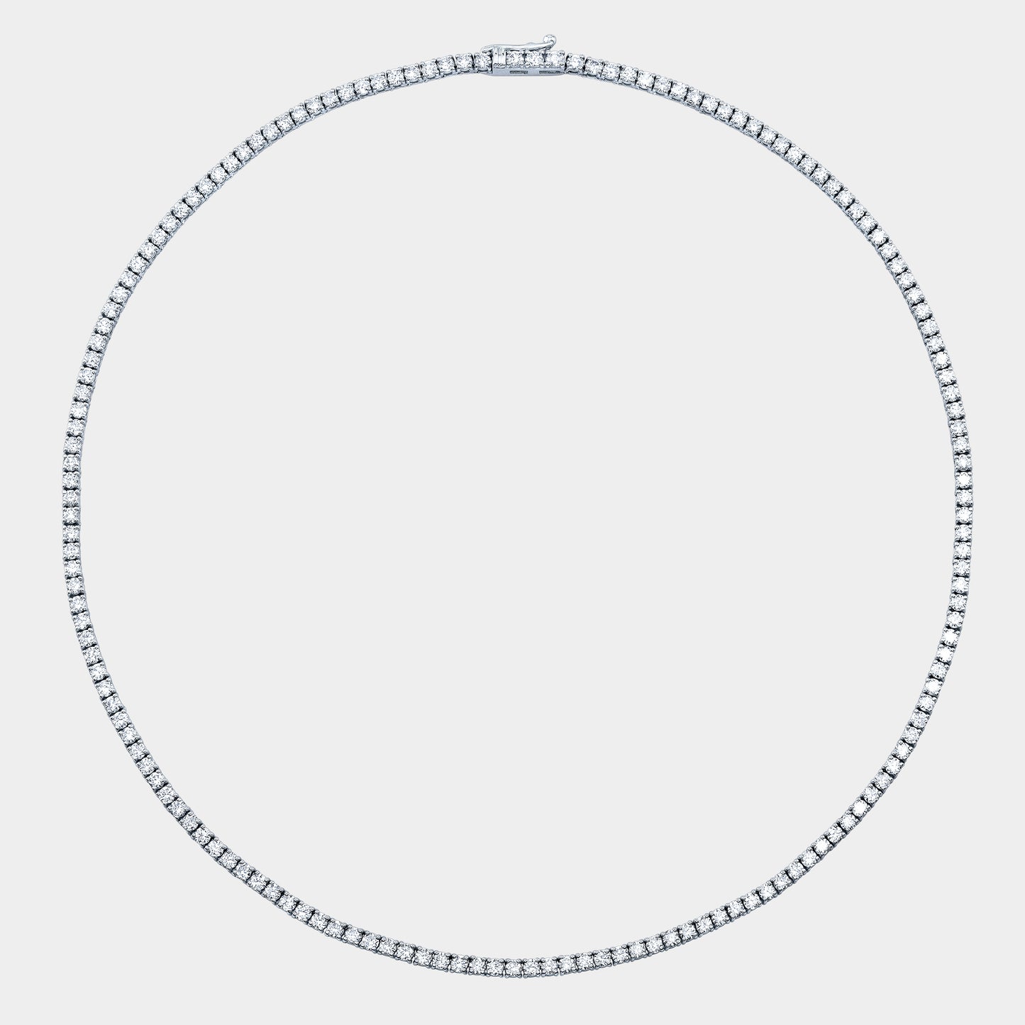 Diamond necklace, side view, tennis setting.