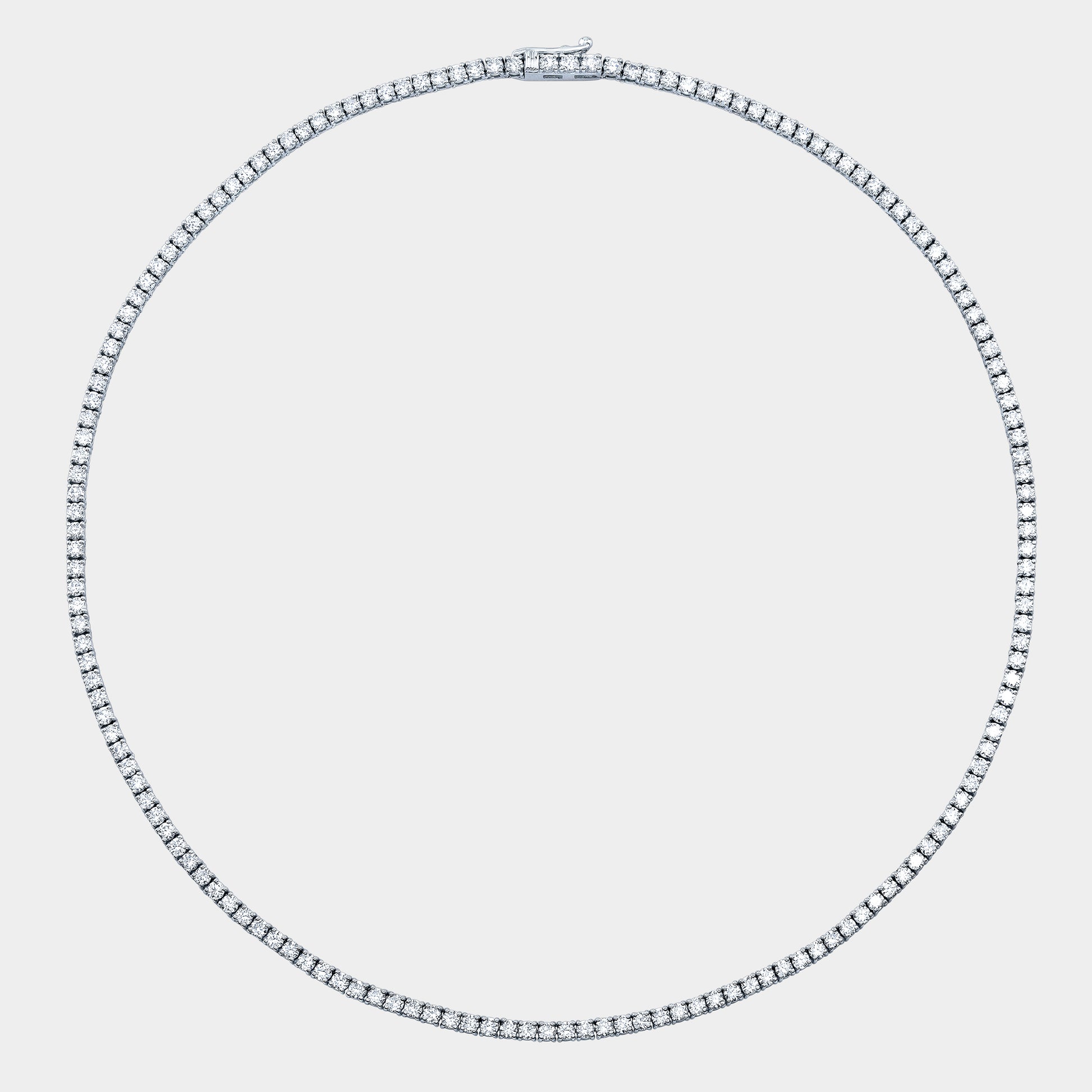 Diamond necklace, side view, tennis setting.