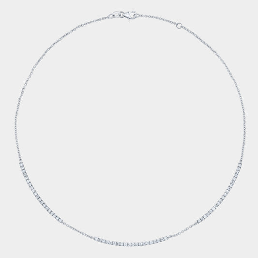 White gold choker necklace, round lab grown diamonds, 3 bar design.