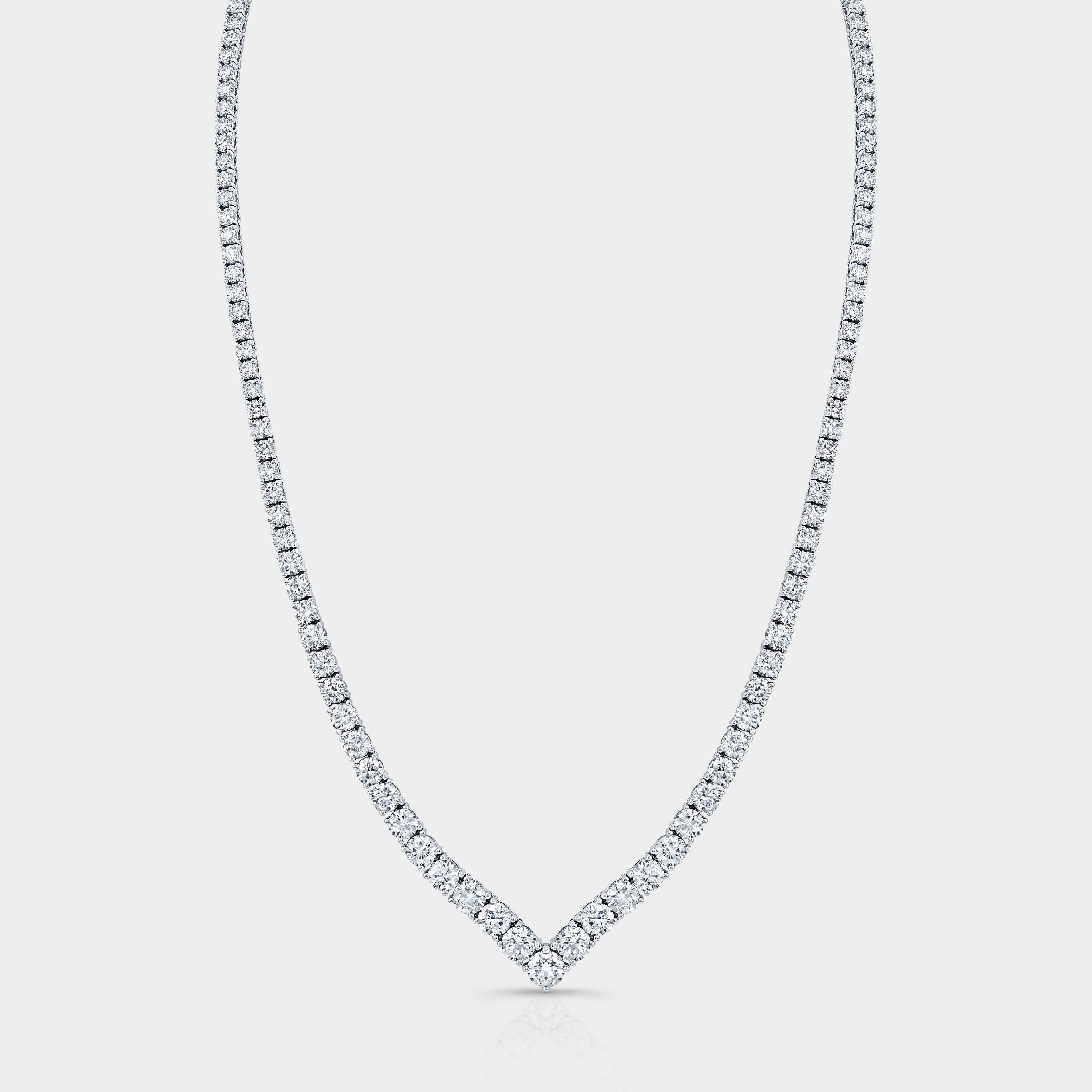 16.25ct Round Lab Grown Diamond Chevron White Gold Tennis Necklace