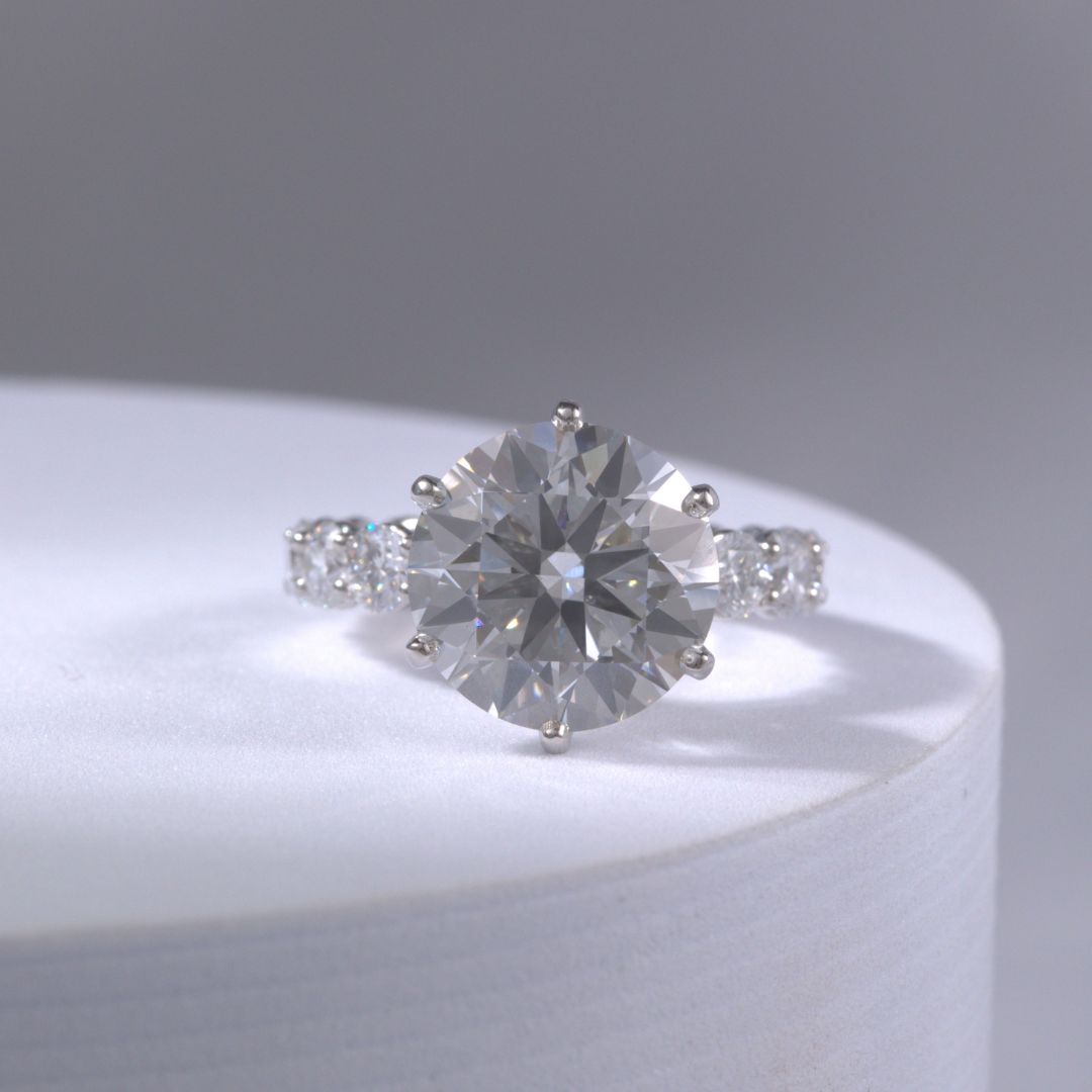 6.52ct Lab Grown Round Diamond Double Gallery Platinum Engagement Ring
