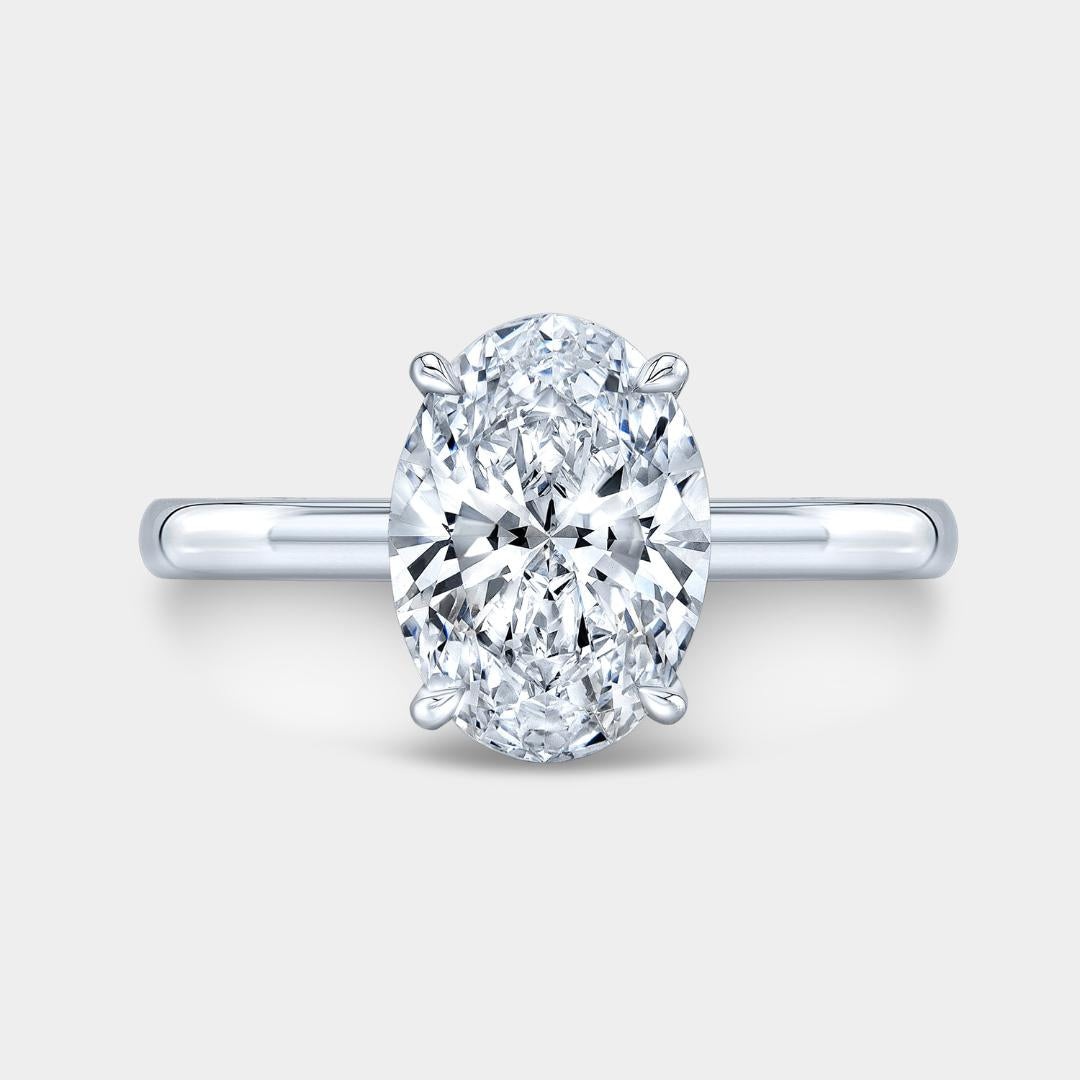 Oval Diamond Full Diamond Basket Solitaire Platinum Engagement Ring