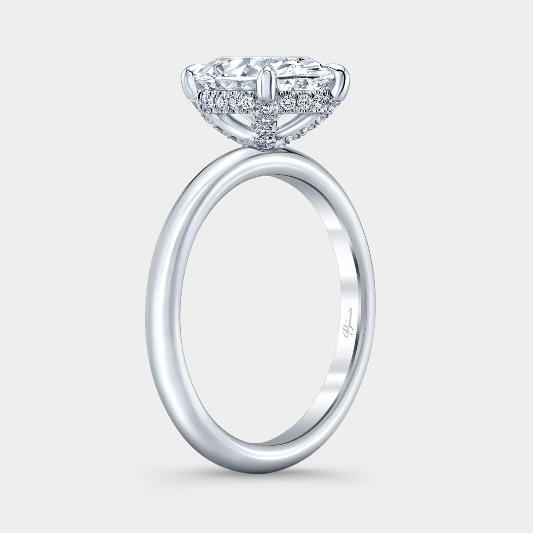 Oval Diamond Full Diamond Basket Solitaire Platinum Engagement Ring