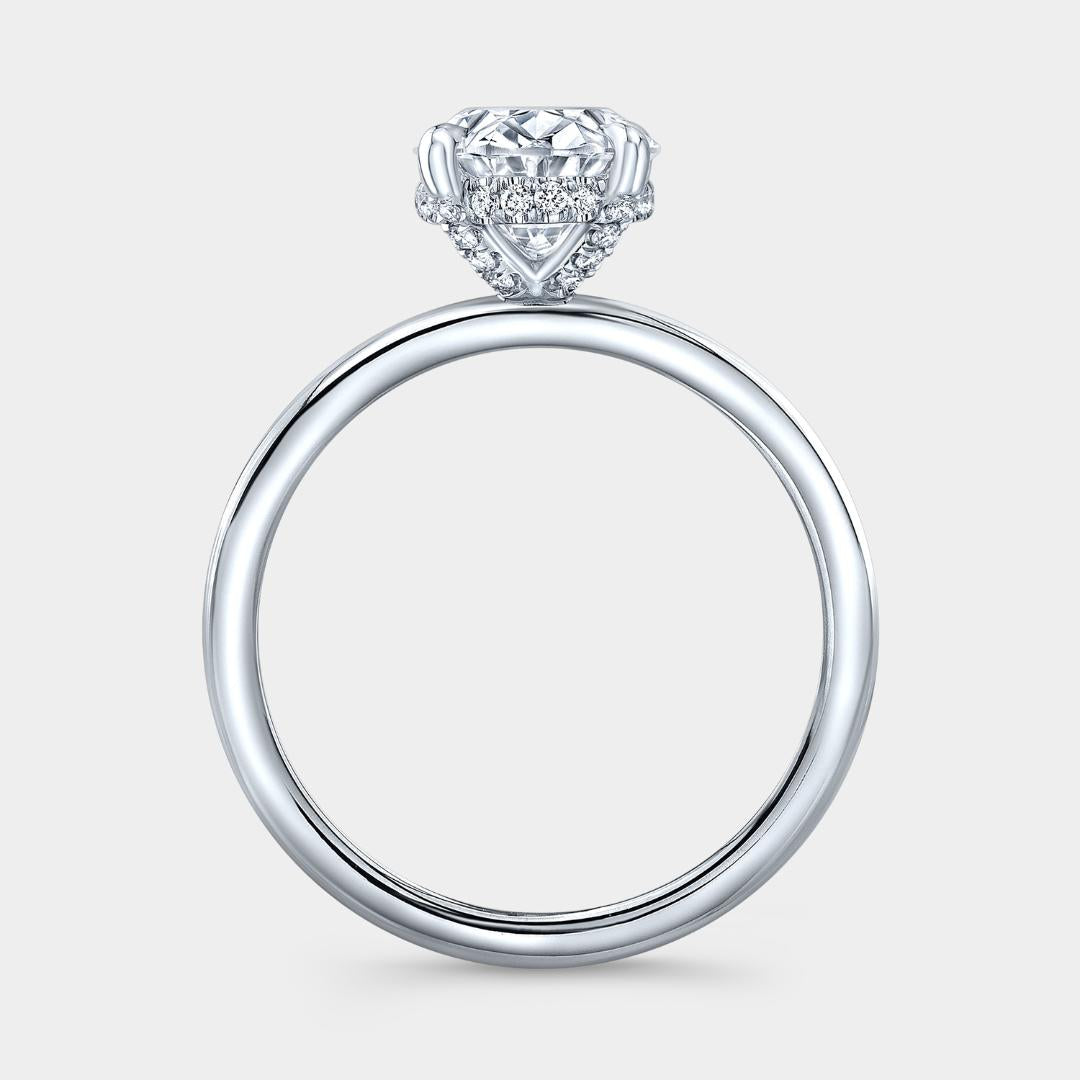 Oval Diamond Full Diamond Basket Solitaire Platinum Engagement Ring