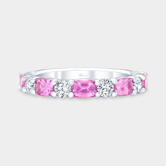 Victoria Natural Pink Sapphire and Lab Grown Round Diamond 1/2 Way Band