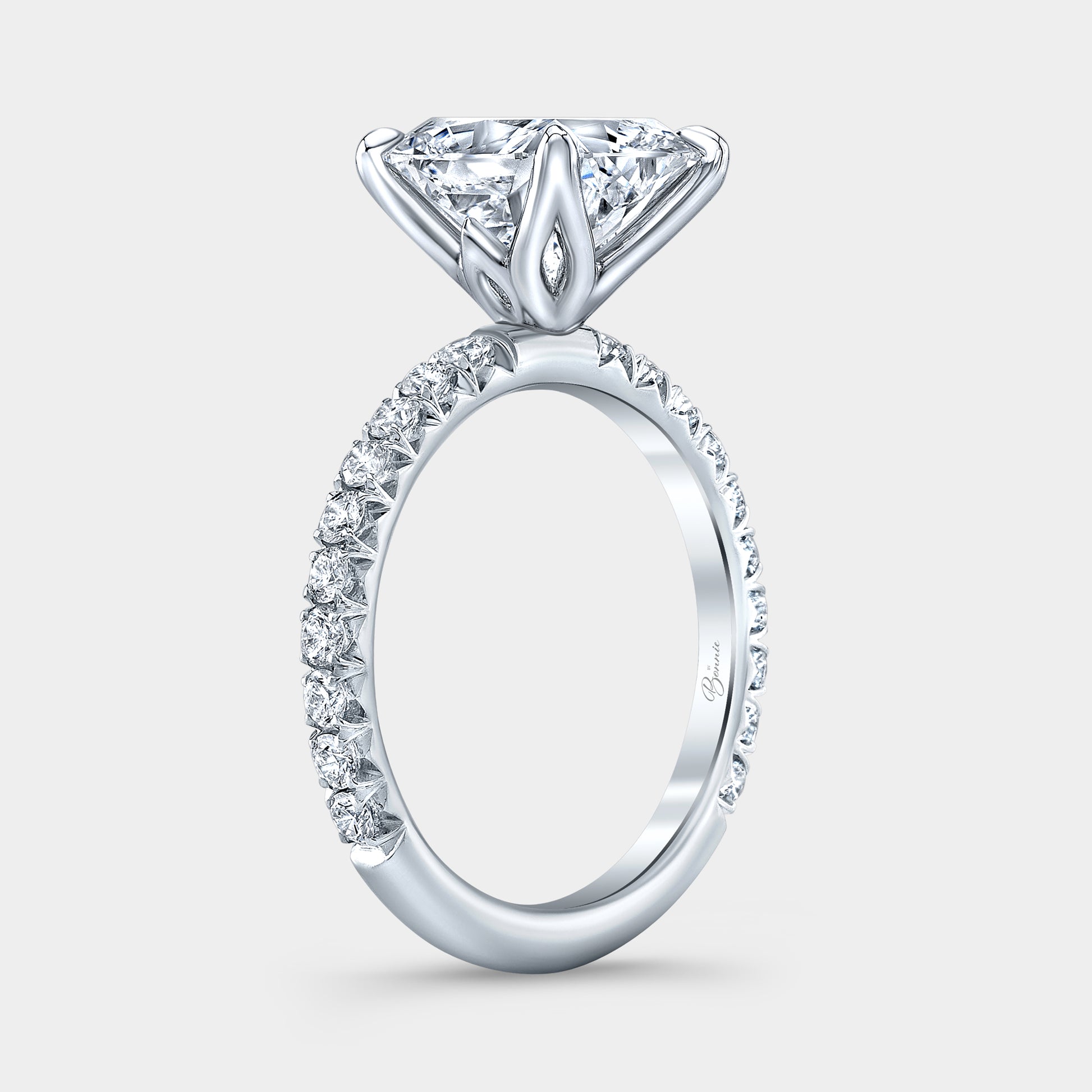 2.50ct cushion engagement ring, white gold setting.