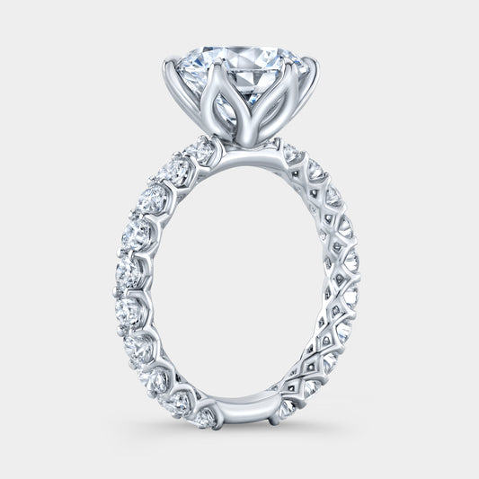 Round diamond ring, Eloise trellis setting, tulip prongs.