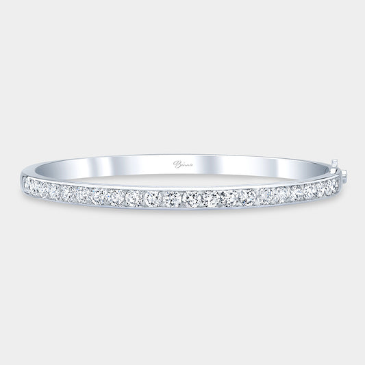 Diamond channel set bangle, platinum.