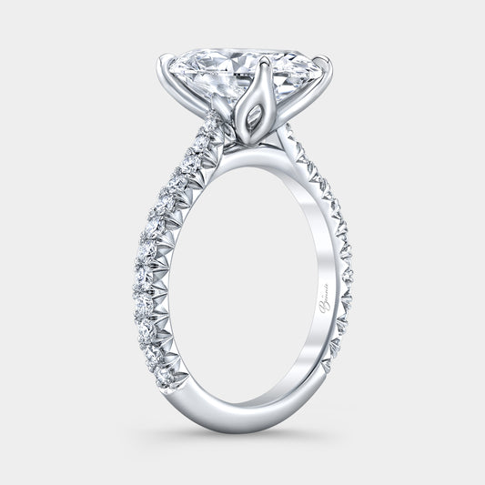 3ct oval engagement ring, white gold setting.