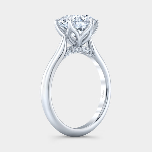 2ct round engagement ring, white gold setting.