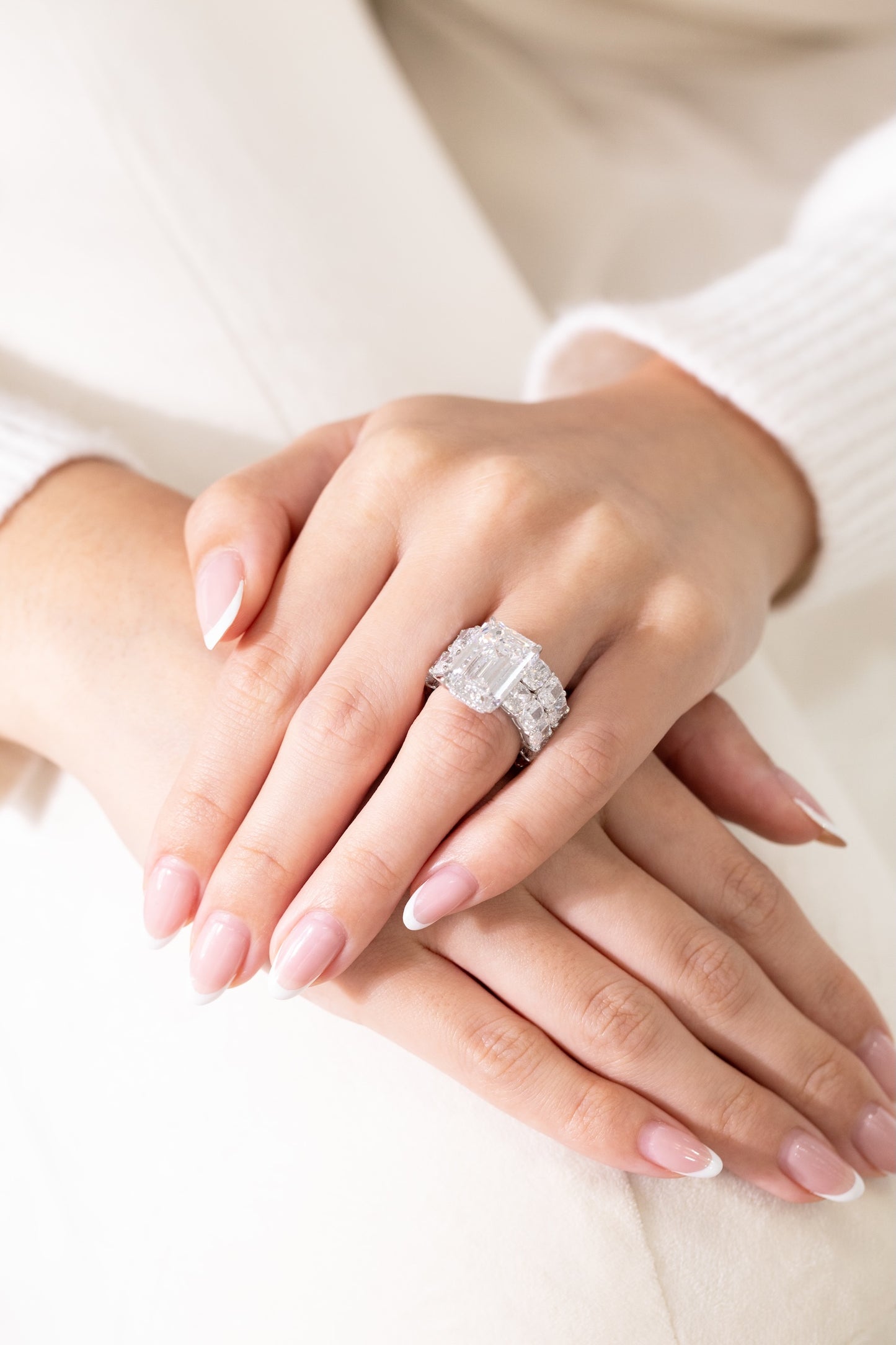 10ct Emerald Cut Diamond Engagement Ring Wedding Set